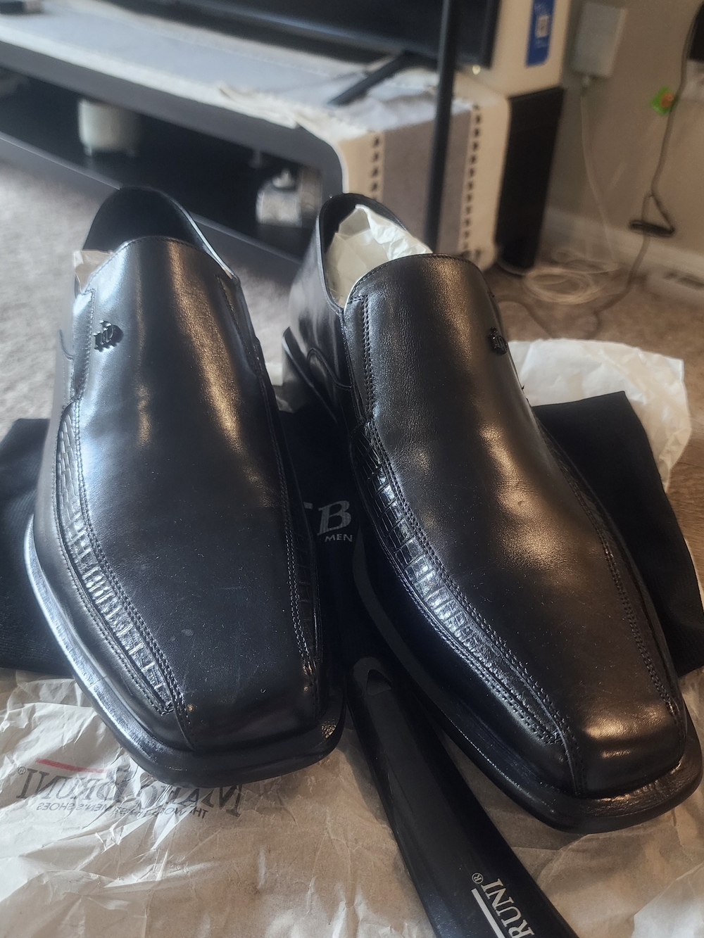 Men's Black Slip-On Leather Loafers Genuine Leather Brought It From ITALY